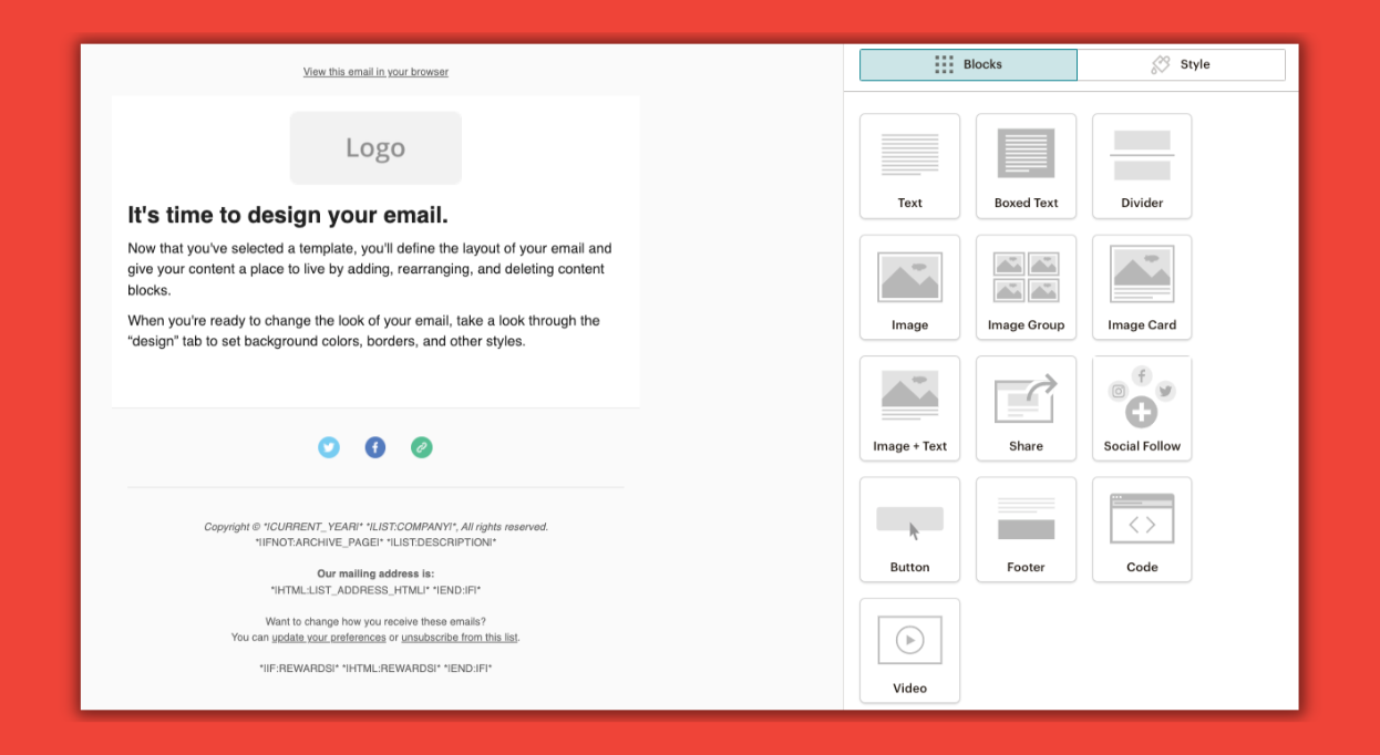 example of a drag and drop editor for making marketing emails